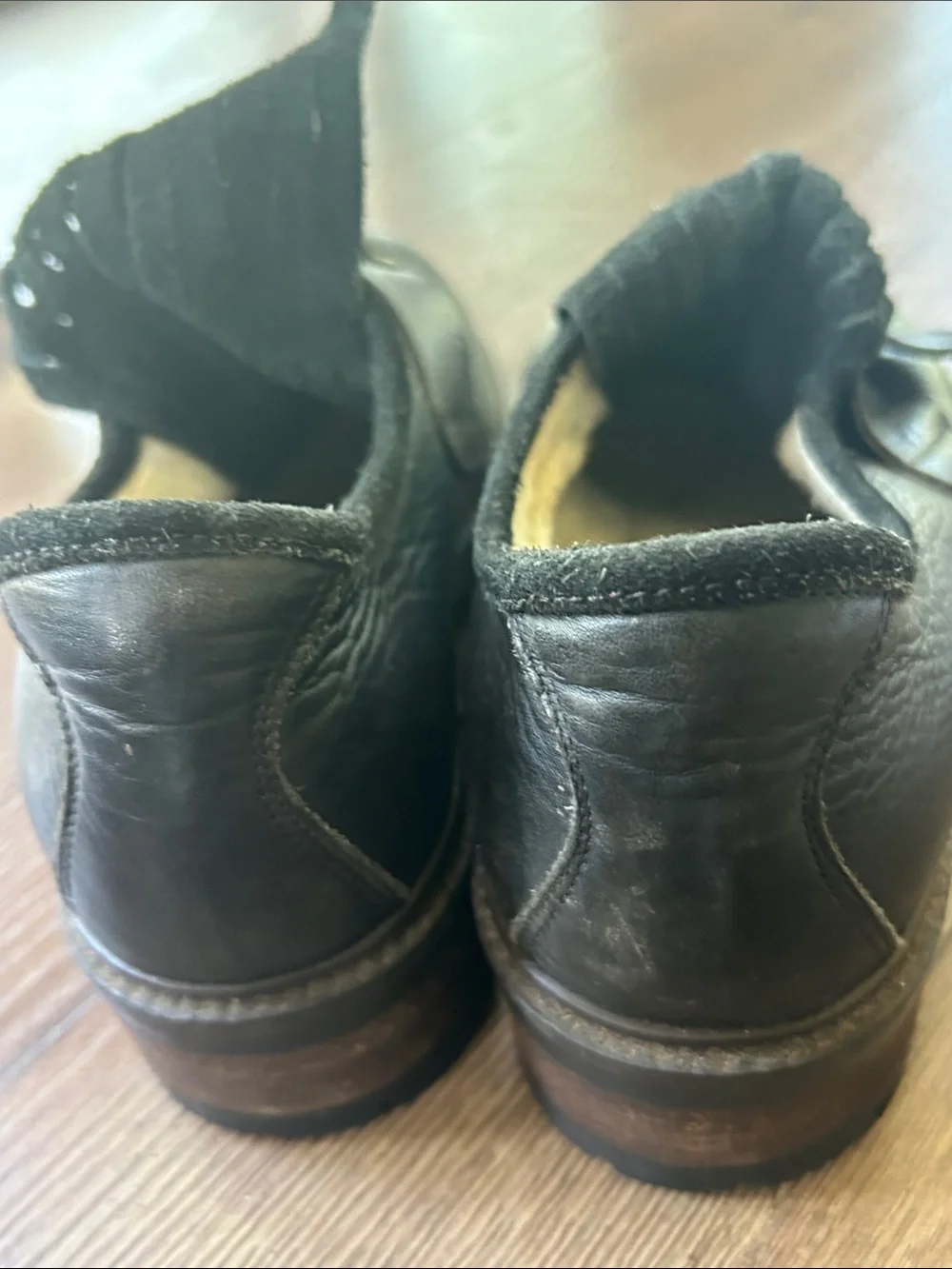 Alp Traum Vintage Black Leather Kiltie Loafers with Decorative Buckle !! Size 8